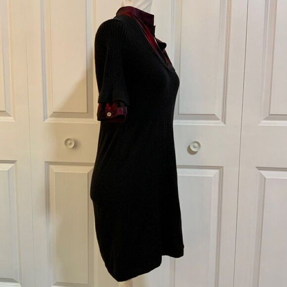 Theory Black Wool Removable Collar Sweater Dress Medium - Picture 7 of 11